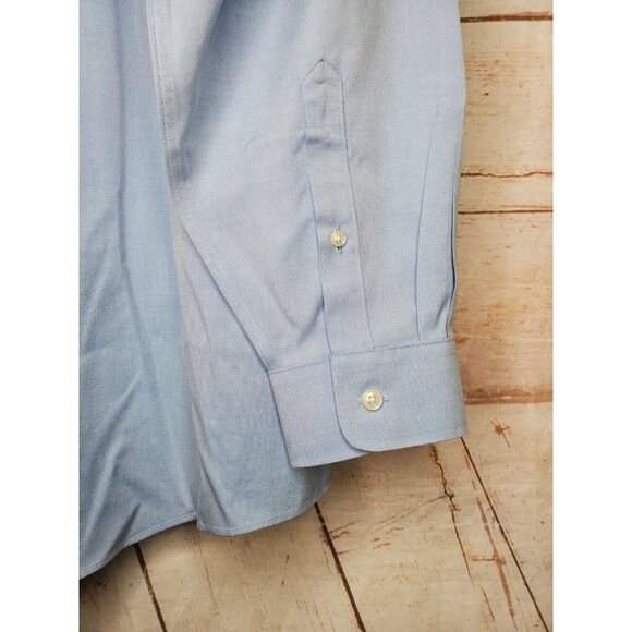 L.L. Bean Men Traditional Fit Men Large Regular Blue Button Up %100 Cotton Shirt - Picture 6 of 12